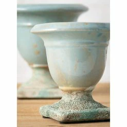 SULLIVANS Aqua Ceramic Urns (Set of 2) -VIGOR Plants Shop aqua sullivans plant pots cm2891 4f 1000