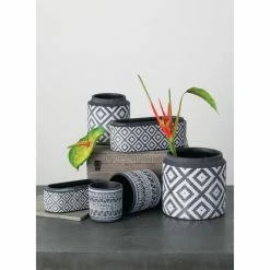 SULLIVANS Black Cement Flower Pots (Set of 2) -VIGOR Plants Shop black sullivans plant pots cmt1174 4f 1000