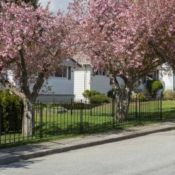 Vigoro Beaumont 40.4 in. H x 49.6 in. W Black Steel 3-Rail Fence Panel (4-Pack) -VIGOR Plants Shop black vigoro garden fencing 860336 4pk 44 1000