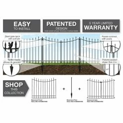 Vigoro Beaumont 40.4 in. H x 49.6 in. W Black Steel 3-Rail Fence Panel (4-Pack) -VIGOR Plants Shop black vigoro garden fencing 860336 4pk 4f 1000