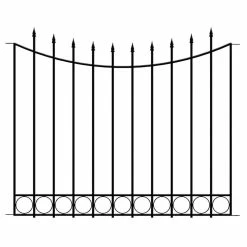 Vigoro Beaumont 40.4 in. H x 49.6 in. W Black Steel 3-Rail Fence Panel (4-Pack)