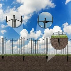 Vigoro Beaumont No Dig 40.4 in. H x 53.7 in. W Black Steel Decorative Fence Gate -VIGOR Plants Shop black vigoro garden fencing 860343 1f 1000