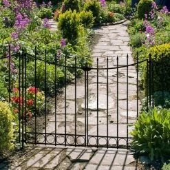 Vigoro Beaumont No Dig 40.4 in. H x 53.7 in. W Black Steel Decorative Fence Gate -VIGOR Plants Shop black vigoro garden fencing 860343 44 1000