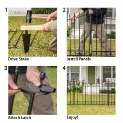 Vigoro Beaumont 53.3 in. x 3 in. x 3 in. Black Steel Fence Post and Stake -VIGOR Plants Shop black vigoro garden fencing 860367 fa 1000