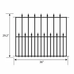 Vigoro Empire 30 in. x 36 in. Black Steel 3-Rail Fence Panel (4-Pack) -VIGOR Plants Shop black vigoro garden fencing 860374 4pk 40 1000