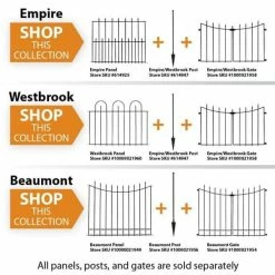 Vigoro Empire 30 in. x 36 in. Black Steel 3-Rail Fence Panel (4-Pack) -VIGOR Plants Shop black vigoro garden fencing 860374 4pk 4f 1000