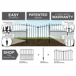 Vigoro Empire 30 in. x 36 in. Black Steel 3-Rail Fence Panel (4-Pack) -VIGOR Plants Shop black vigoro garden fencing 860374 4pk 76 1000