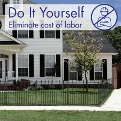 Vigoro Empire 30 in. x 36 in. Black Steel 3-Rail Fence Panel (4-Pack) -VIGOR Plants Shop black vigoro garden fencing 860374 4pk fa 1000