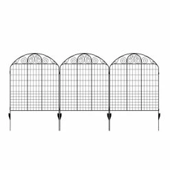 Vigoro Rockdale 43.8 in. Black Steel Fence Panel (3-Pack)