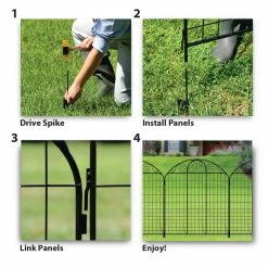 Vigoro Rockdale 43.8 in. Black Steel Fence Panel (6-Pack) -VIGOR Plants Shop black vigoro garden fencing 860404 6pk 77 1000
