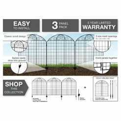 Vigoro Rockdale 43.8 in. Black Steel Fence Panel (3-Pack) -VIGOR Plants Shop black vigoro garden fencing 860404 a0 1000