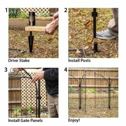 Vigoro Rockdale 41.9 in. Black Steel Fence Gate -VIGOR Plants Shop black vigoro garden fencing 860442 fa 1000