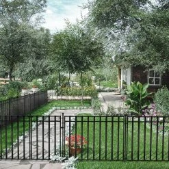 Vigoro 37.2 in. H x 42.87 in. W Steel 3-Rail Garden Fence Panel -VIGOR Plants Shop black vigoro garden fencing 860701 44 1000