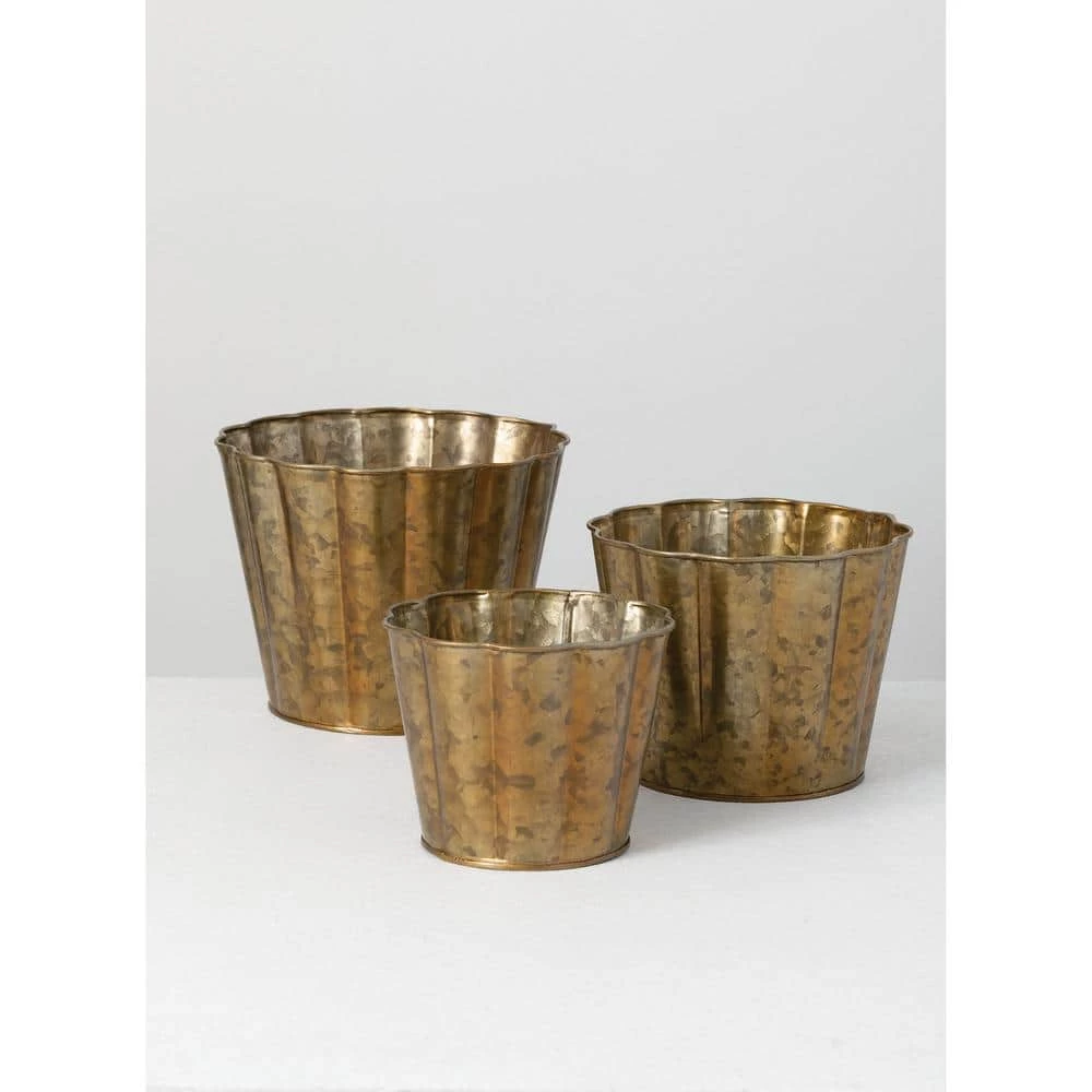 SULLIVANS Brown Metal Flower Pots (Set of 3) 5 SULLIVANS Brown Metal Flower Pots (Set of 3) - Image 3