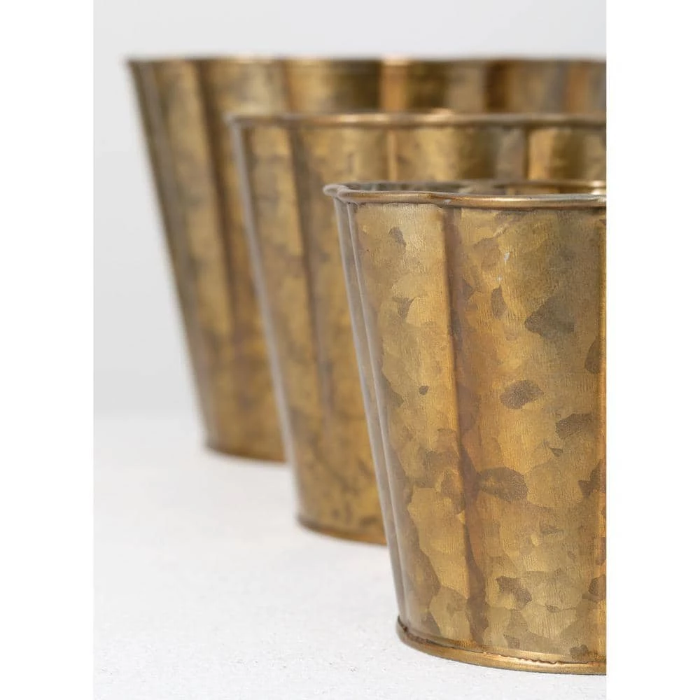 SULLIVANS Brown Metal Flower Pots (Set of 3) 4 SULLIVANS Brown Metal Flower Pots (Set of 3) - Image 2