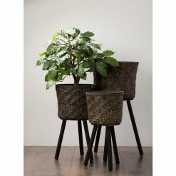 SULLIVANS Basket On Stand - Set of 3 -VIGOR Plants Shop brown sullivans plant pots n2574 4f 1000