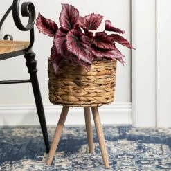 SULLIVANS Brown Woven Wood Planter Basket with Legs (Set of 2) -VIGOR Plants Shop brown woven sullivans plant pots n2730 4f 1000