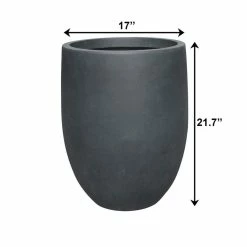 KANTE 21.7 in. H Round Charcoal Concrete/Fiberglass Indoor Outdoor Modern Tall Planter -VIGOR Plants Shop charcoal kante plant pots osc0066a c60121 1d 1000