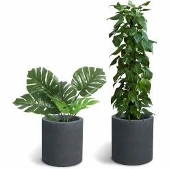 KANTE 15.8 in. x 12.9 in. and 9.8 in. W Round Charcoal Concrete/Fiberglass Indoor Outdoor Elegant Planters -VIGOR Plants Shop charcoal kante plant pots osc0119abc c60121 4f 1000