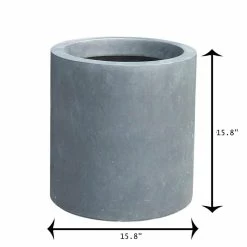 KANTE 15.8 in. W Round Charcoal Concrete/Fiberglass Indoor Outdoor Elegant Planter -VIGOR Plants Shop charcoal kante plant pots osc0119c c60121 1f 1000