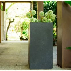 KANTE 24 in. H Square Charcoal Concrete/Fiberglass Indoor Outdoor Elegant Tall Planter -VIGOR Plants Shop charcoal kante plant pots osf0002b c60121 d4 1000