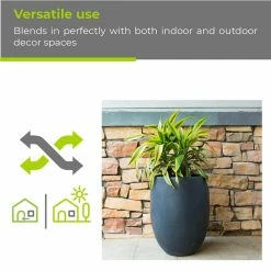 KANTE 21.7 in. Tall Charcoal Lightweight Concrete Round Outdoor Planter -VIGOR Plants Shop charcoal kante plant pots rc0066a c60121 44 1000