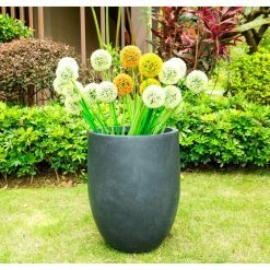KANTE 21.7 in. Tall Charcoal Lightweight Concrete Round Outdoor Planter -VIGOR Plants Shop charcoal kante plant pots rc0066a c60121 c3 1000
