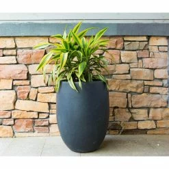 KANTE 21.7 in. Tall Charcoal Lightweight Concrete Round Outdoor Planter -VIGOR Plants Shop charcoal kante plant pots rc0066a c60121 fa 1000