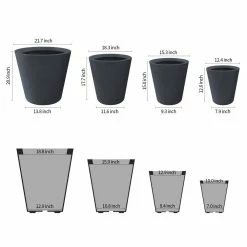 KANTE 20.9", 17.7", 15" & 12.6"H Cylindrical Charcoal Finish Lightweight Concrete Modern Planters Set of 4, Outdoor Indoor -VIGOR Plants Shop charcoal kante plant pots rc0154bcde c60121 c3 1000