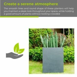 KANTE 26.8 in. Tall Charcoal Lightweight Concrete Modern Long and High Rectangle Planter -VIGOR Plants Shop charcoal kante plant pots rf0111a c60121 1f 1000