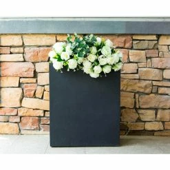 KANTE 26.8 in. Tall Charcoal Lightweight Concrete Modern Long and High Rectangle Planter -VIGOR Plants Shop charcoal kante plant pots rf0111a c60121 76 1000