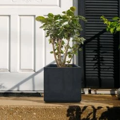 KANTE 11.81 x 11.81 in. Square Charcoal Lightweight Concrete and Weather Resistant Fiberglass Planter w/Drainage Hole -VIGOR Plants Shop charcoal kante plant pots rf0221b c60121 76 1000