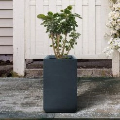KANTE 27.6 in. H Square Charcoal Concrete and Fiberglass Tall Planter Outdoor Indoor Lightweight Plant Pots -VIGOR Plants Shop charcoal kante plant pots rf0222c c60121 1f 1000