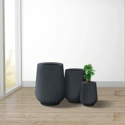 KANTE 26.5 in., 20 in. & 13.1 in. H Round Charcoal Concrete Tall Planters (Set of 3), Outdoor Indoor Large with Drainage Holes 18 KANTE 26.5 in., 20 in. & 13.1 in. H Round Charcoal Concrete Tall Planters (Set of 3), Outdoor Indoor Large with Drainage Holes -VIGOR Plants Shop charcoal kante plant pots rf2015023abc c60121 44 1000