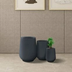 KANTE 26.5 in., 20 in. & 13.1 in. H Round Charcoal Concrete Tall Planters (Set of 3), Outdoor Indoor Large with Drainage Holes 20 KANTE 26.5 in., 20 in. & 13.1 in. H Round Charcoal Concrete Tall Planters (Set of 3), Outdoor Indoor Large with Drainage Holes -VIGOR Plants Shop charcoal kante plant pots rf2015023abc c60121 76 1000