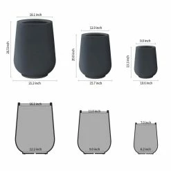 KANTE 26.5 in., 20 in. & 13.1 in. H Round Charcoal Concrete Tall Planters (Set of 3), Outdoor Indoor Large with Drainage Holes 15 KANTE 26.5 in., 20 in. & 13.1 in. H Round Charcoal Concrete Tall Planters (Set of 3), Outdoor Indoor Large with Drainage Holes -VIGOR Plants Shop charcoal kante plant pots rf2015023abc c60121 c3 1000
