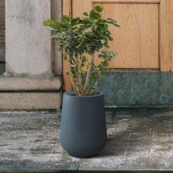 KANTE 10.63 in. x 13.78 in. Round Charcoal Lightweight Concrete and Weather Resistant Fiberglass Planter w/Drainage Hole -VIGOR Plants Shop charcoal kante plant pots rf2015023c c60121 76 1000