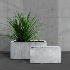 KANTE 31" and 23"L Rectangular Large Concrete Long Box Planters Set of 2, Outdoor/Indoor Strong UV Resistant w/Drainage Holes -VIGOR Plants Shop concrete kante plant pots rf0104ab c81921 1f 1000