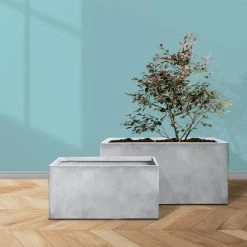 KANTE 31" and 23"L Rectangular Large Concrete Long Box Planters Set of 2, Outdoor/Indoor Strong UV Resistant w/Drainage Holes -VIGOR Plants Shop concrete kante plant pots rf0104ab c81921 fa 1000