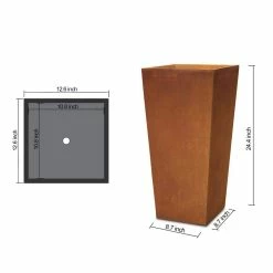 KANTE 24.4 in. H Rectangle Faux Weathering Steel Lightweight Concrete Tapered Tall Planter with Drainage Hole, Outdoor/Indoor -VIGOR Plants Shop faux weathering steel kante plant pots rf0004c c91942 1f 1000