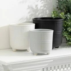SULLIVANS Black, White & Gray Ceramic Planters - Set Of 3 9 SULLIVANS Black, White & Gray Ceramic Planters - Set Of 3 -VIGOR Plants Shop glaze sullivans plant pots cm2970 4f 1000