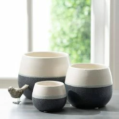 SULLIVANS Black And White Ceramic Pot - Set of 3 -VIGOR Plants Shop glaze sullivans plant pots cm2971 1f 1000