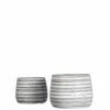 SULLIVANS Gray and White Ceramic Striped Planter - Set of 2 -VIGOR Plants Shop gray and white sullivans plant pots cm2787 64 1000