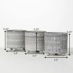 SULLIVANS Gray Geometric Print Cement Pot - Set of 3 -VIGOR Plants Shop gray patterned sullivans plant pots cmt1207 76 1000