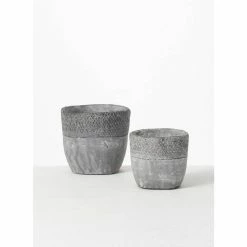 SULLIVANS Gray Cement Pot (Set of 2) -VIGOR Plants Shop gray sullivans plant pots cmt1187 1f 1000