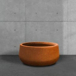 KANTE 16 in. Dia. Round Iron Oxide Concrete Bowl Planter, Outdoor Indoor Large Planter Pot with Drainage Hole -VIGOR Plants Shop iron oxide kante plant pots rc0051b c80621 31 1000
