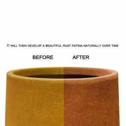 KANTE 16 in. Dia. Round Iron Oxide Concrete Bowl Planter, Outdoor Indoor Large Planter Pot with Drainage Hole -VIGOR Plants Shop iron oxide kante plant pots rc0051b c80621 4f 1000