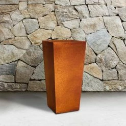 KANTE 28 in. H Iron Oxide Lightweight Concrete Tapered Planter with Drainage Hole, Large Outdoor/Indoor Tall Square Planter -VIGOR Plants Shop iron oxide kante plant pots rf0229a s c80621 44 1000