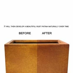 KANTE 28 in. H Iron Oxide Lightweight Concrete Tapered Planter with Drainage Hole, Large Outdoor/Indoor Tall Square Planter -VIGOR Plants Shop iron oxide kante plant pots rf0229a s c80621 4f 1000