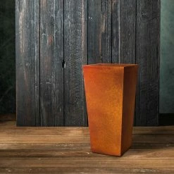KANTE 28 in. H Iron Oxide Lightweight Concrete Tapered Planter with Drainage Hole, Large Outdoor/Indoor Tall Square Planter -VIGOR Plants Shop iron oxide kante plant pots rf0229a s c80621 76 1000
